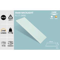 24W 30X60 BACKLIGHT SIVA ALTI LED PANEL BEYAZ